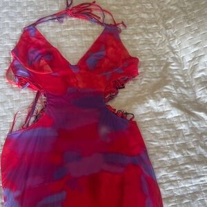 Fashion Nova Red and Purple Maxi Dress